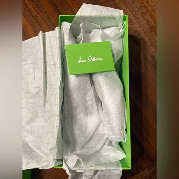 NEW Sam Edelman Terra Slingback Block Heel Soft Silver Leather Bridal Shoe 7.5 - Picture 5 of 9